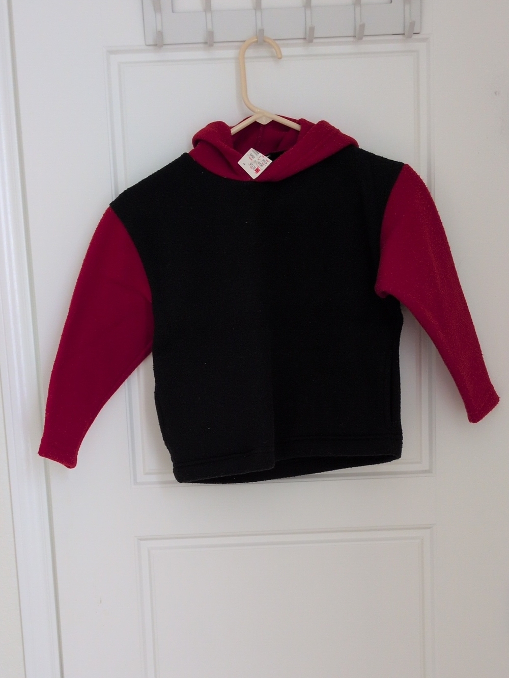 Kids Two-Tone Hooded Pullover in Black and Red